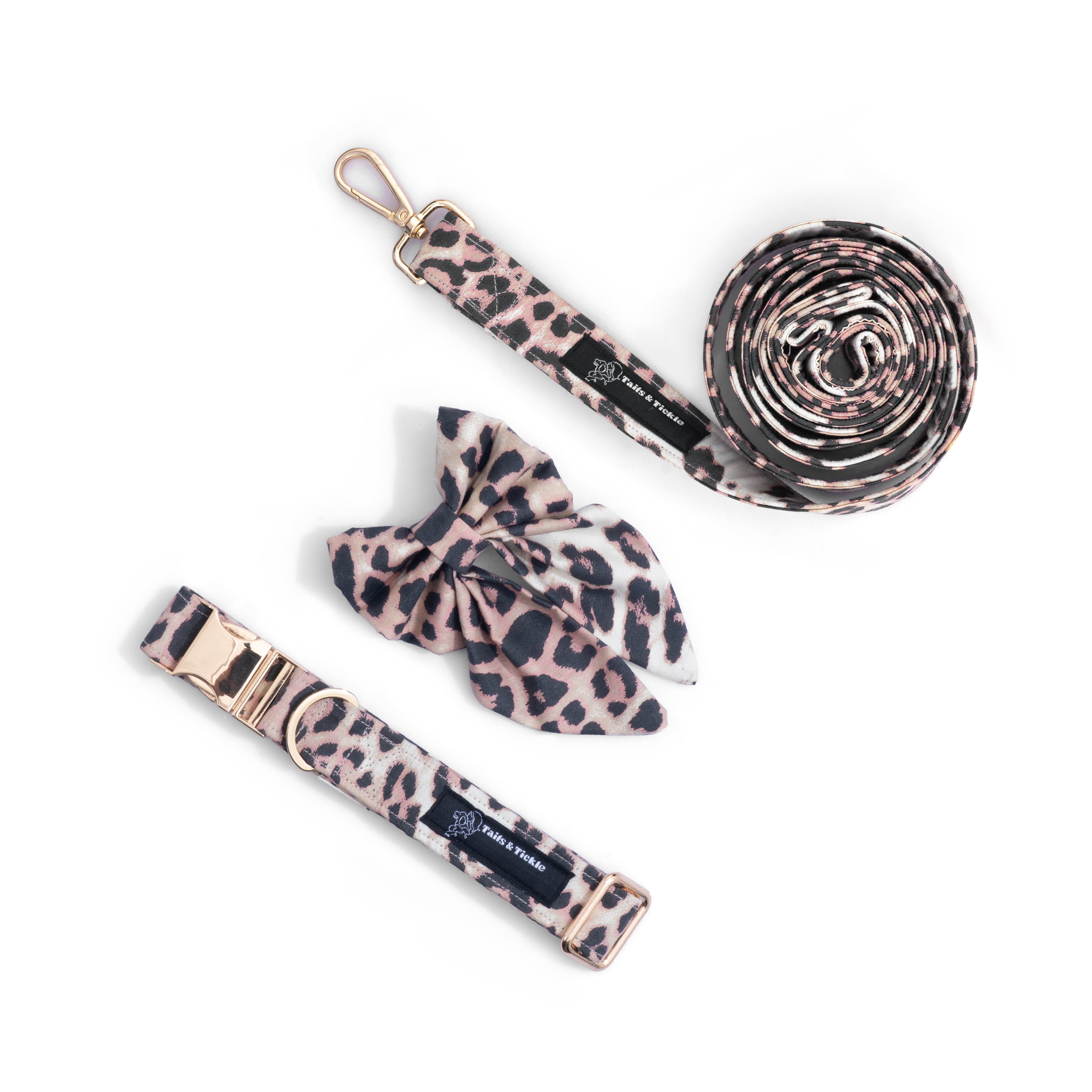 Leopard Print Collar+Leash+Salior Bow