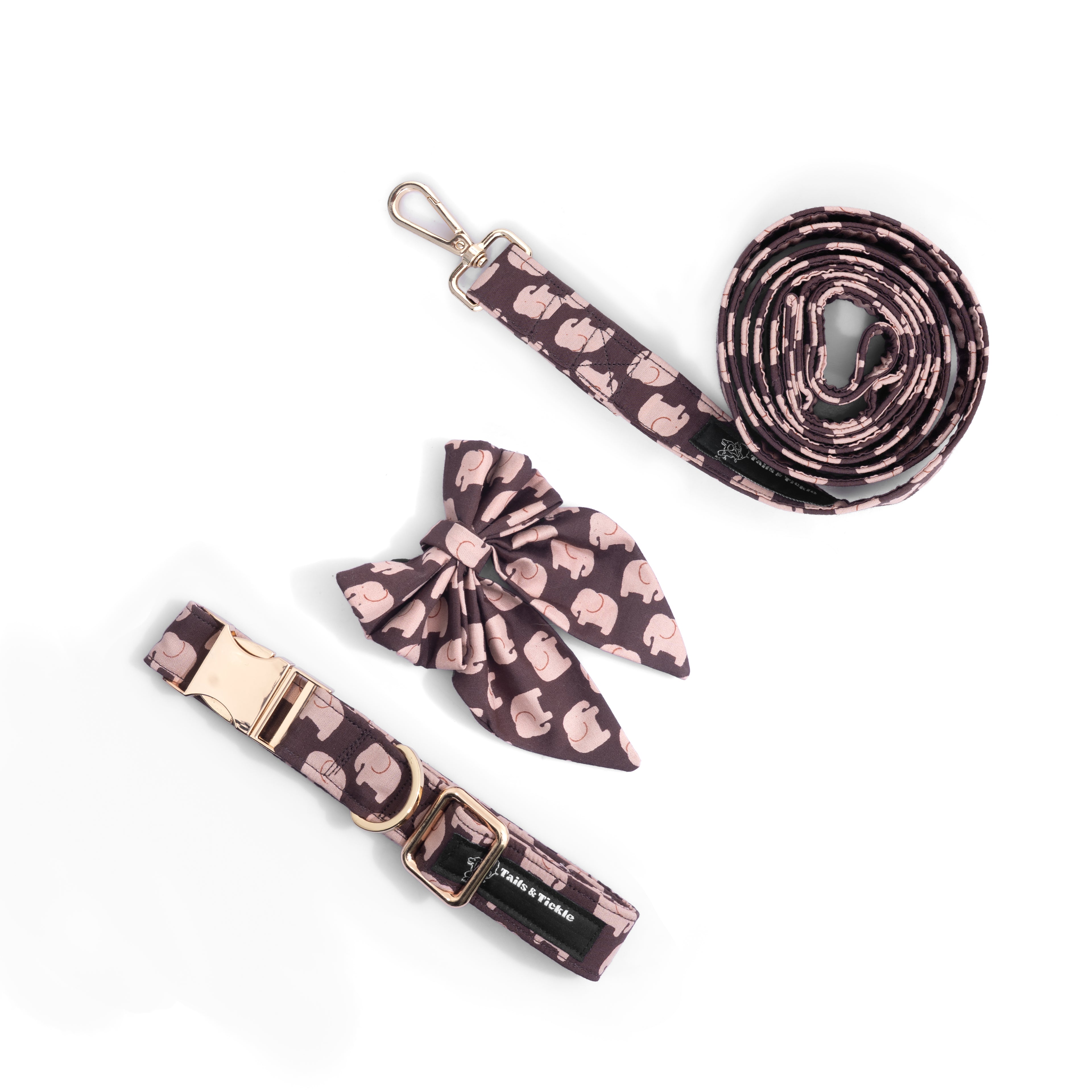 Elephent Trail Collar+Leash+Salior Bow