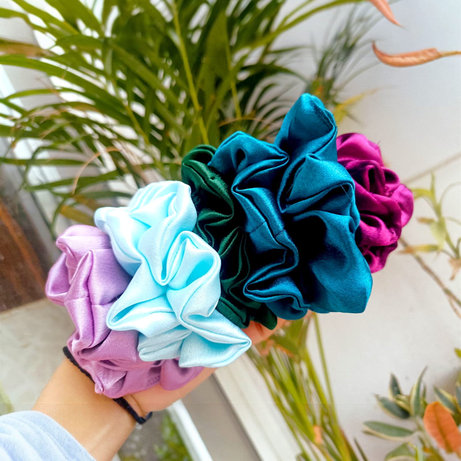 Satin Scrunchies-set of 5